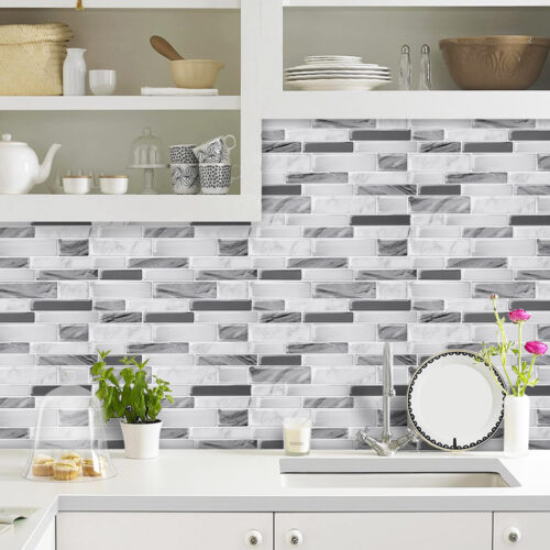 3d grey marble vinyl tile stickers for kitchen walls