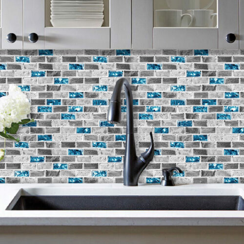 strip wall tile stickers behind sink walls