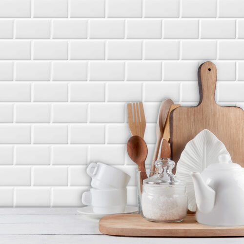 DIY white subway tile backsplash sticker