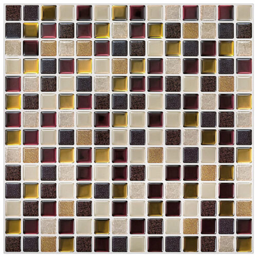 brown marble peel and stick vinyl mosaic tile