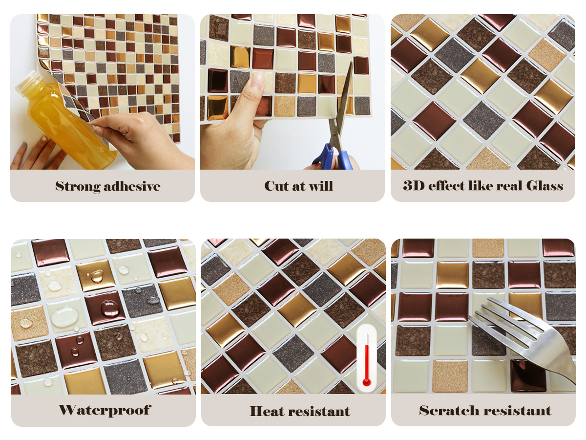 peel and stick vinyl mosaic tile features