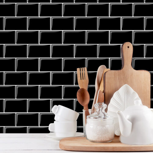 wall decoration self adhesive black subway vinyl tiles