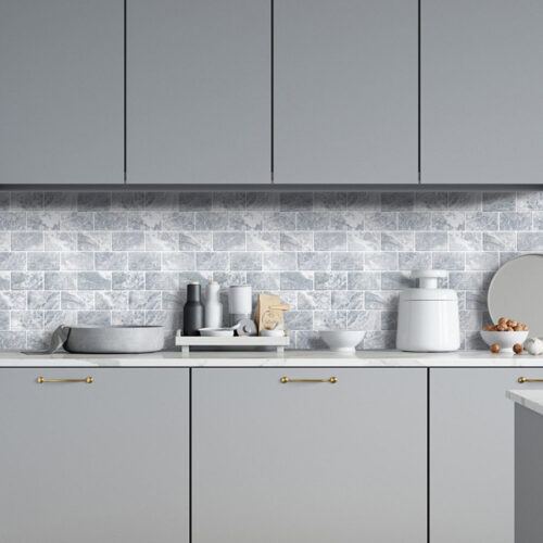 peel and stick grey marble vinyl tiles for kitchen backsplash