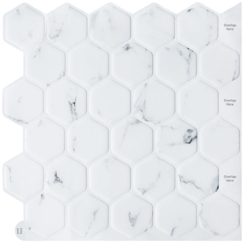 white gray marble hexagon vinyl tile