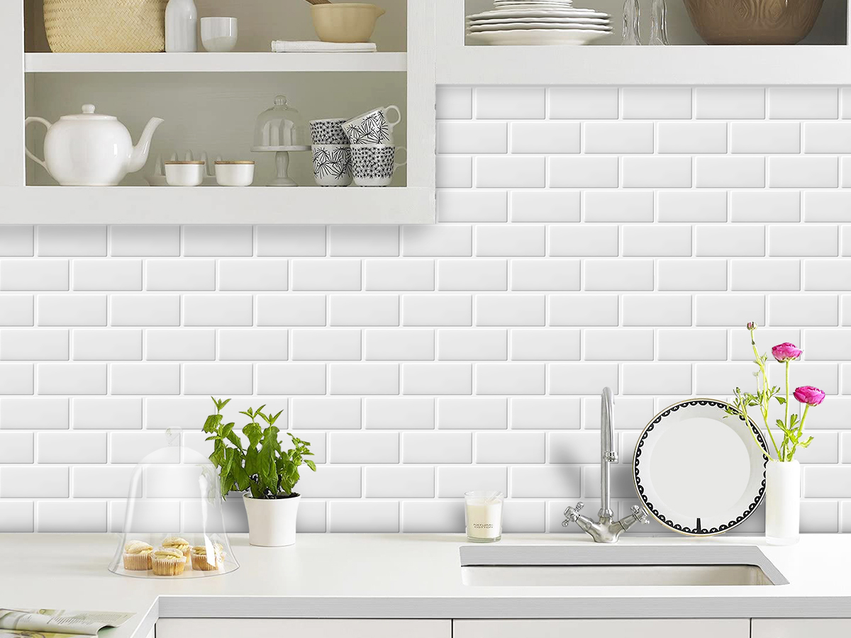 home wall decoration peel and stick white subway tiles