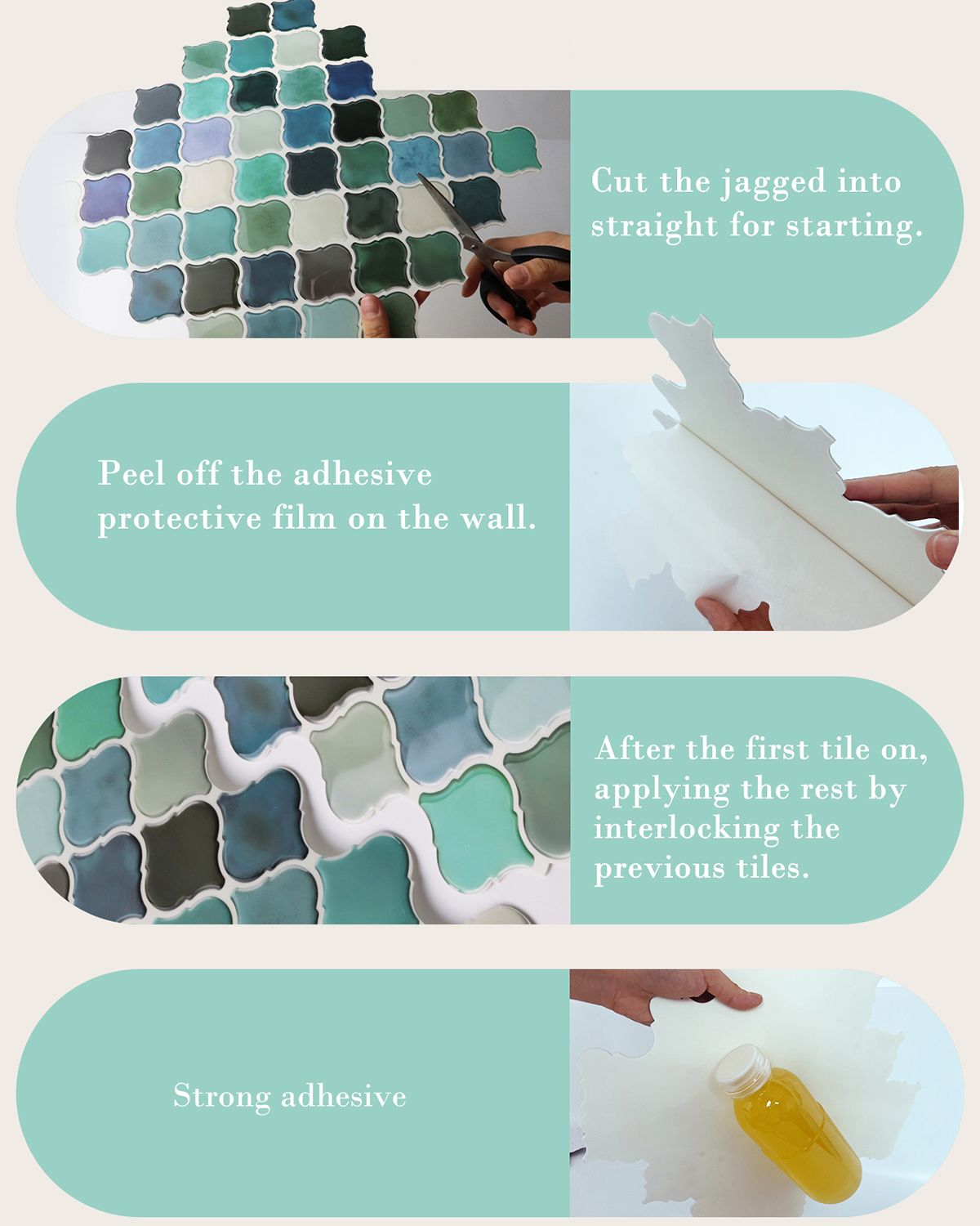 how to install peel and stick arabesque Moroccan tiles