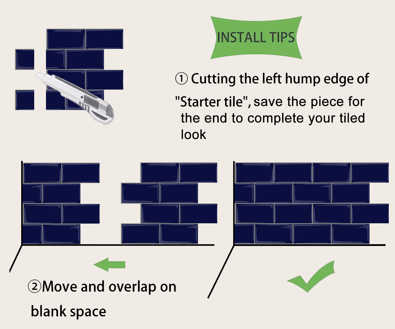 How to install peel and stick blue subway vinyl tiles