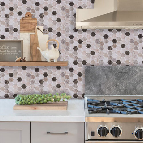 kitchen backsplash beige marble tile