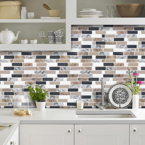 peel and stick kitchen backsplash brick vinyl tiles