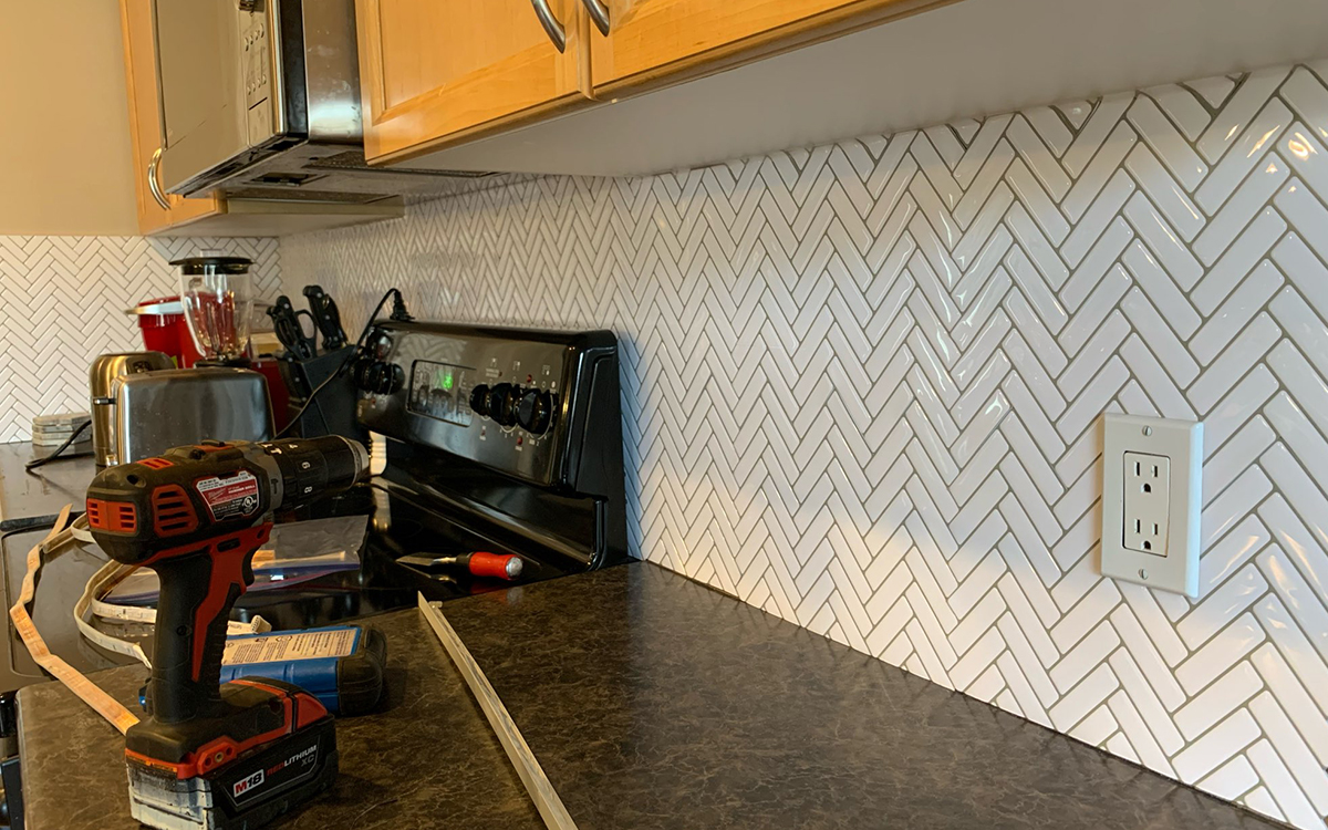 kitchen backsplash peel and stick white herringbone vinyl tiles