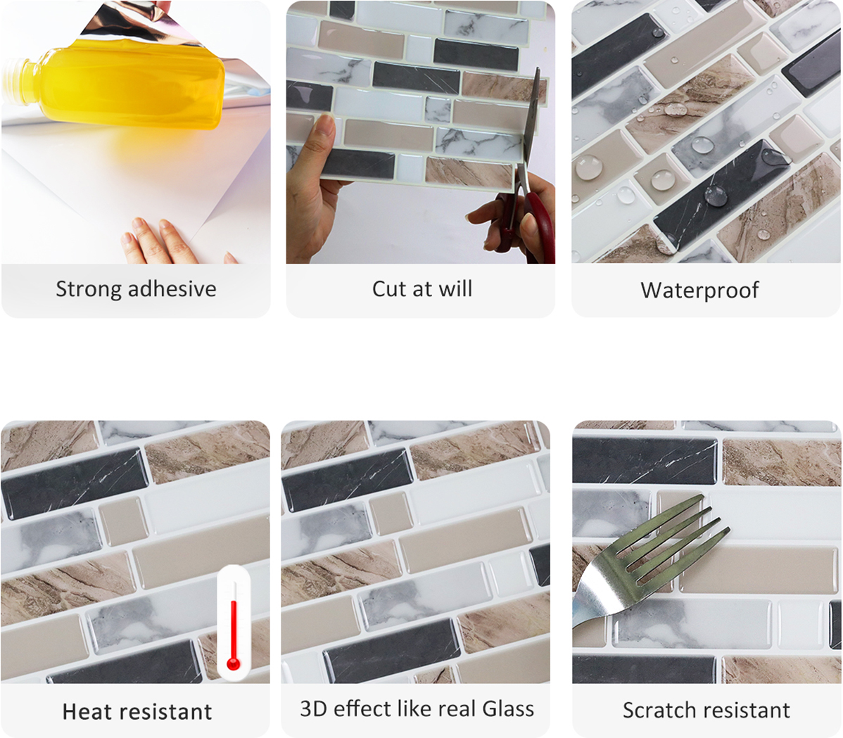 DIY brick adhesive vinyl tile features