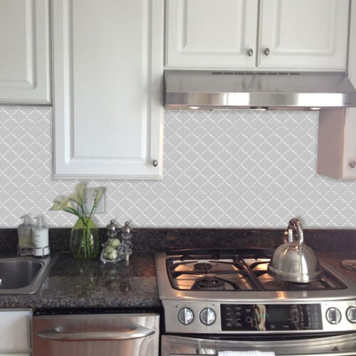 peel and stick grey arabesque kitchen backsplash