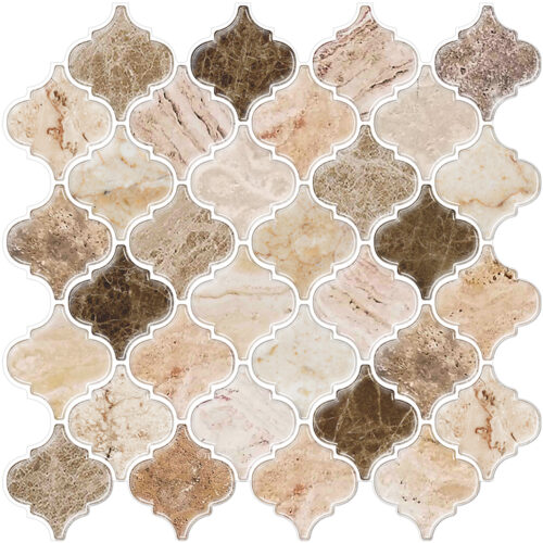 peel and stick beige marble mosaic tile