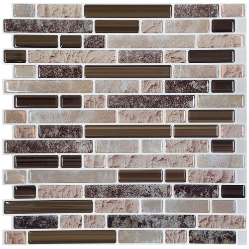 peel and stick mixed brown marble mosaic vinyl tile