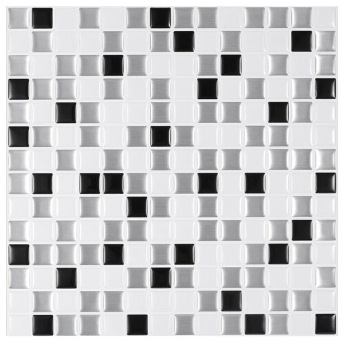 peel and stick black and white vinyl mosaic tile