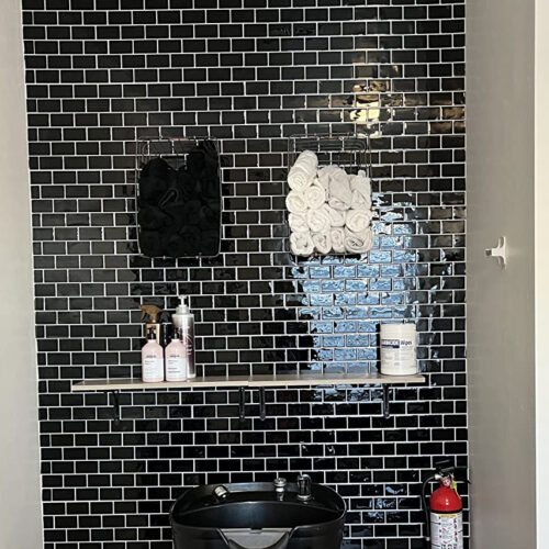 black self adhesive vinyl subway tiles for bathroom