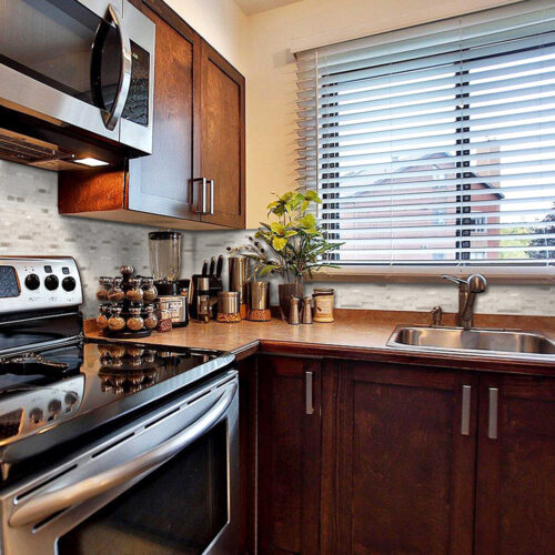 peel and stick grey stone pvc tiles for kitchen backsplash