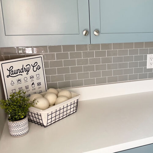 peel and stick grey subway vinyl tiles for laundry