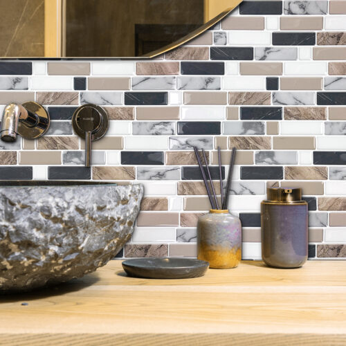 peel and stick bathroom backsplash marble brick tiles