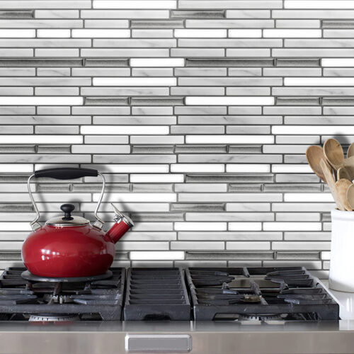 peel and stick kitchen mosaic backsplash grey marble vinyl tiles