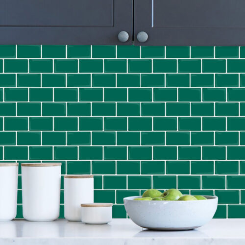 kitchen backsplash peel and stick green metro tile