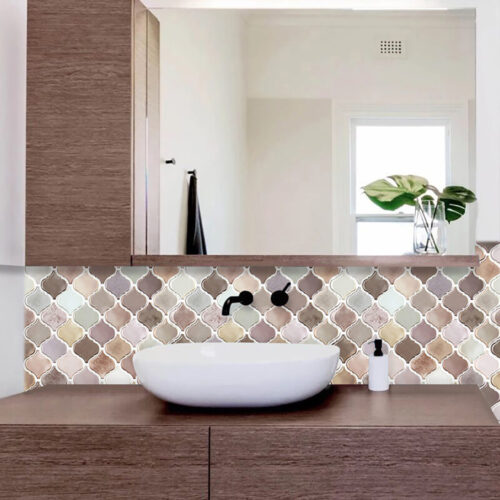 bathroom backsplash peel and stick pink marble tile