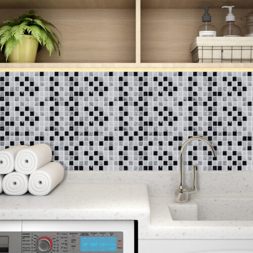 laundry room wall mosaic square vinyl tiles