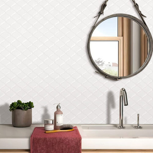 peel and stick white lantern vinyl tiles for bathroom