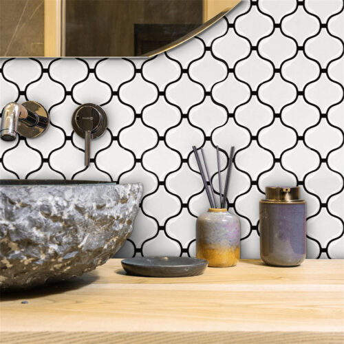 peel and stick white lantern vinyl tiles for bathroom backsplash