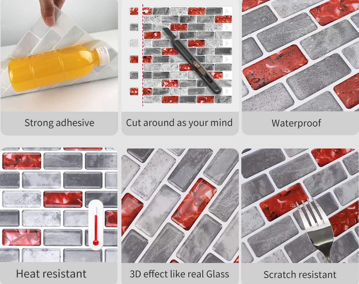 self adhesive 3d ruby marble vinyl mosaic tiles has a lot of features