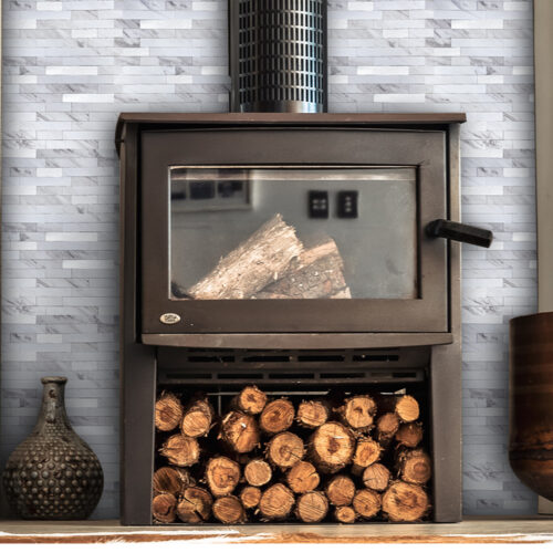 self adhesive grey stone PVC tiles for fireplace