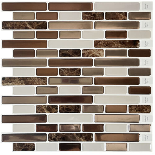 3d brown marble strip vinyl mosaic tile