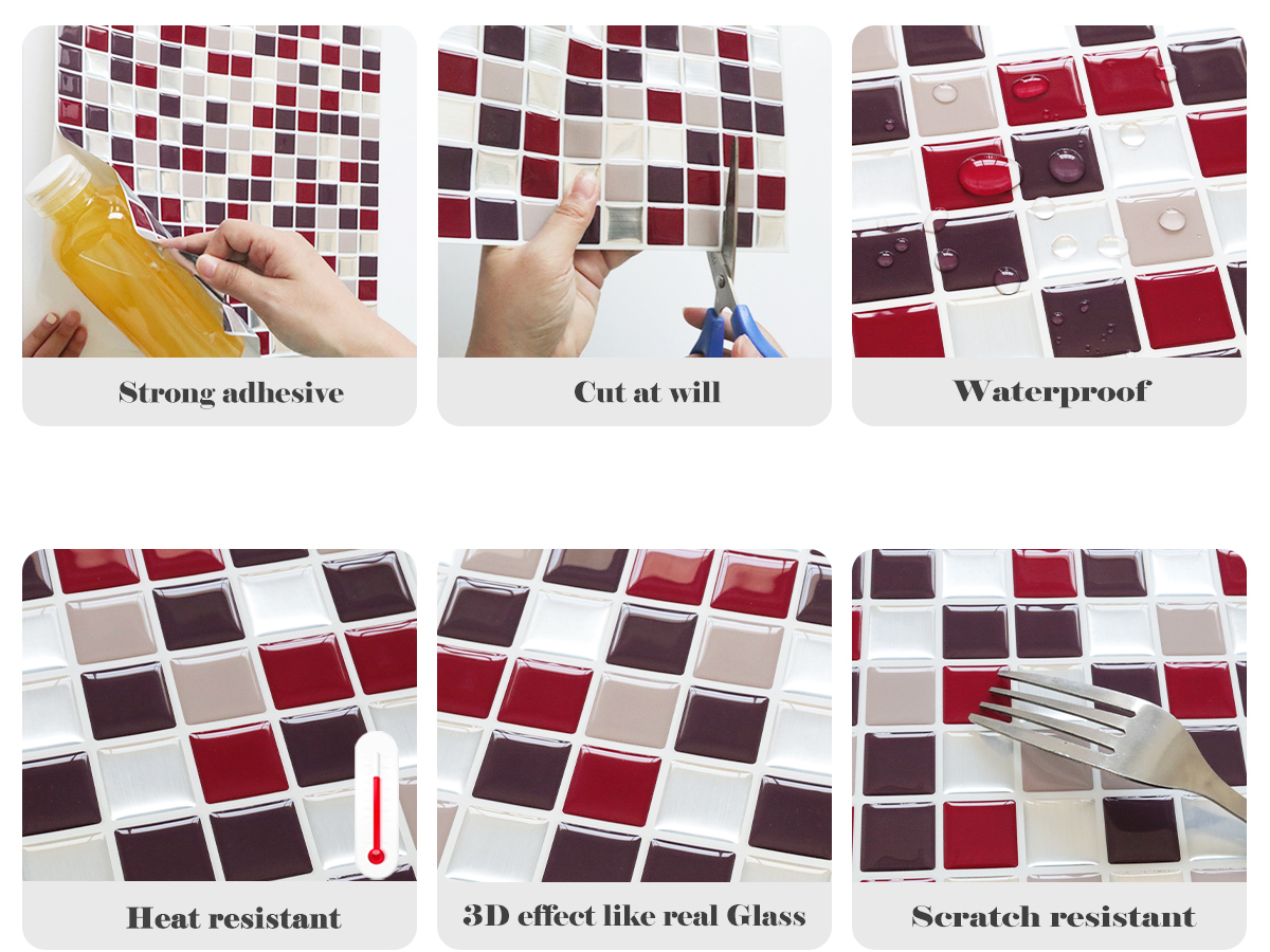 vinyl sqaure mosaic tile sticker