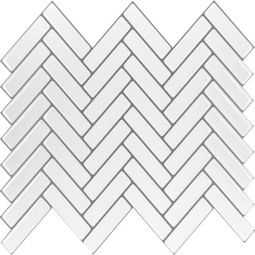 peel and stick white herringbone tile