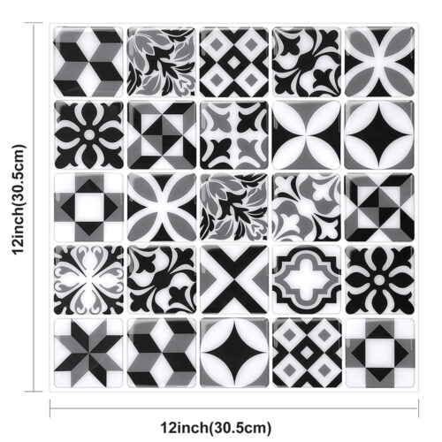 big size black and white mosaic tile sticker