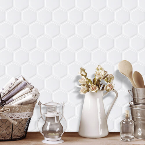 home decor 3d white hexagon tiles