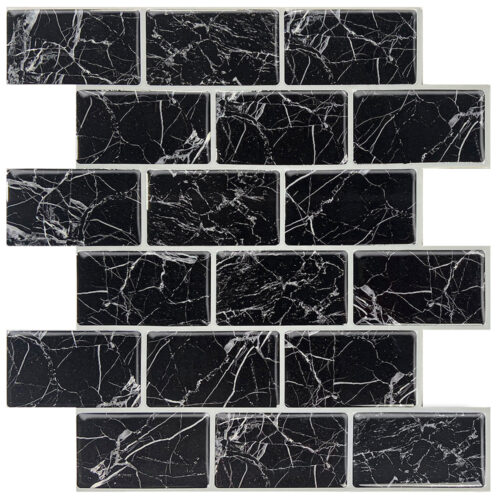 peel and stick black marble tile