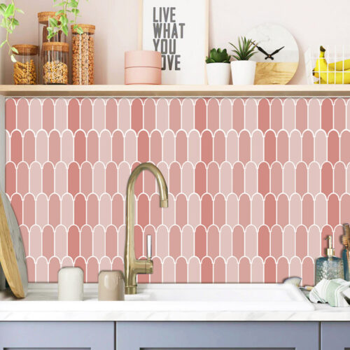 peel and stick pink feather tiles for bathroom