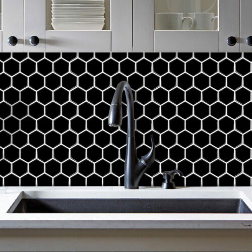 behind sink backsplash peel and stick hexagon vinyl tiles