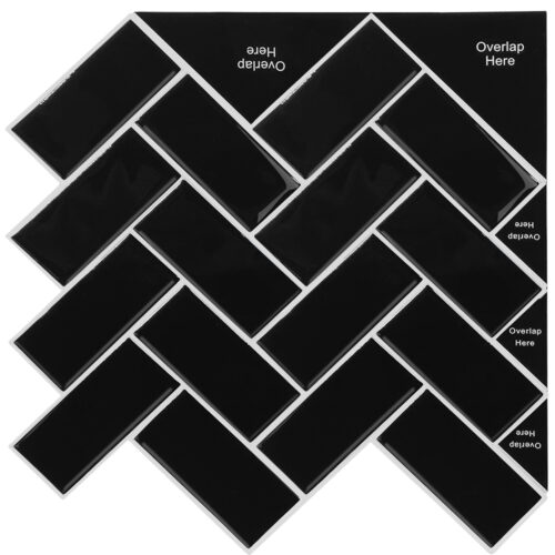 black chevron vinyl tile