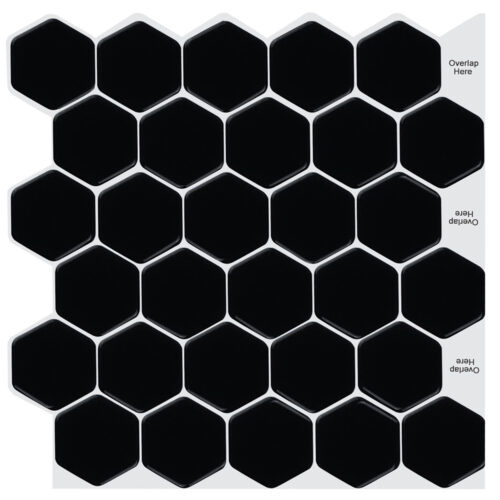 peel and stick black hexagon vinyl tile