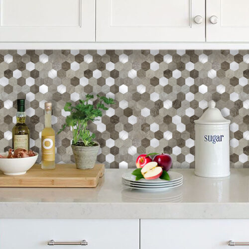 kitchen wall mosaic decor peel and stick hexagon PVC composite tiles