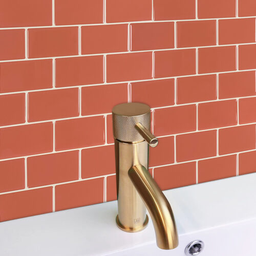 peel and stick orange subway tiles for sink wall backsplash