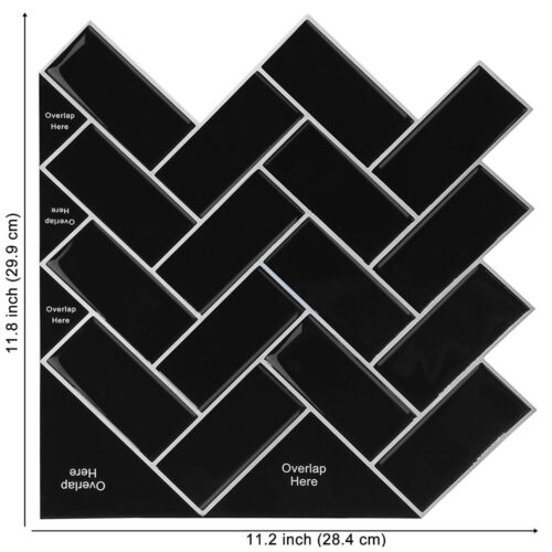 black chevron vinyl tile size