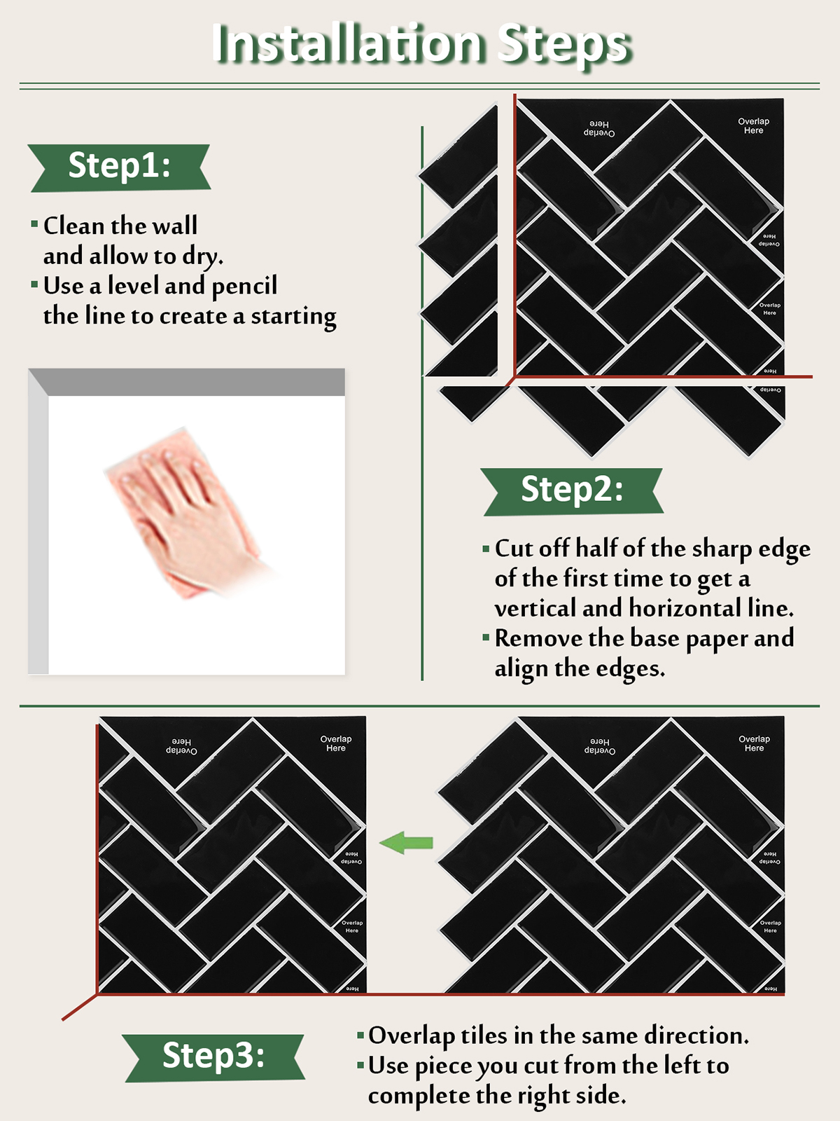 how to install peel and stick black chevron tile