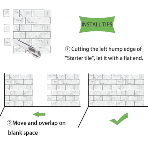 easy to install vinyl white marble tiles