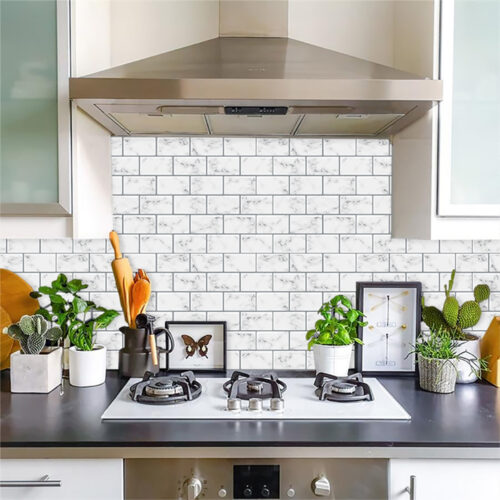 kitchen backsplash white marble subway tile