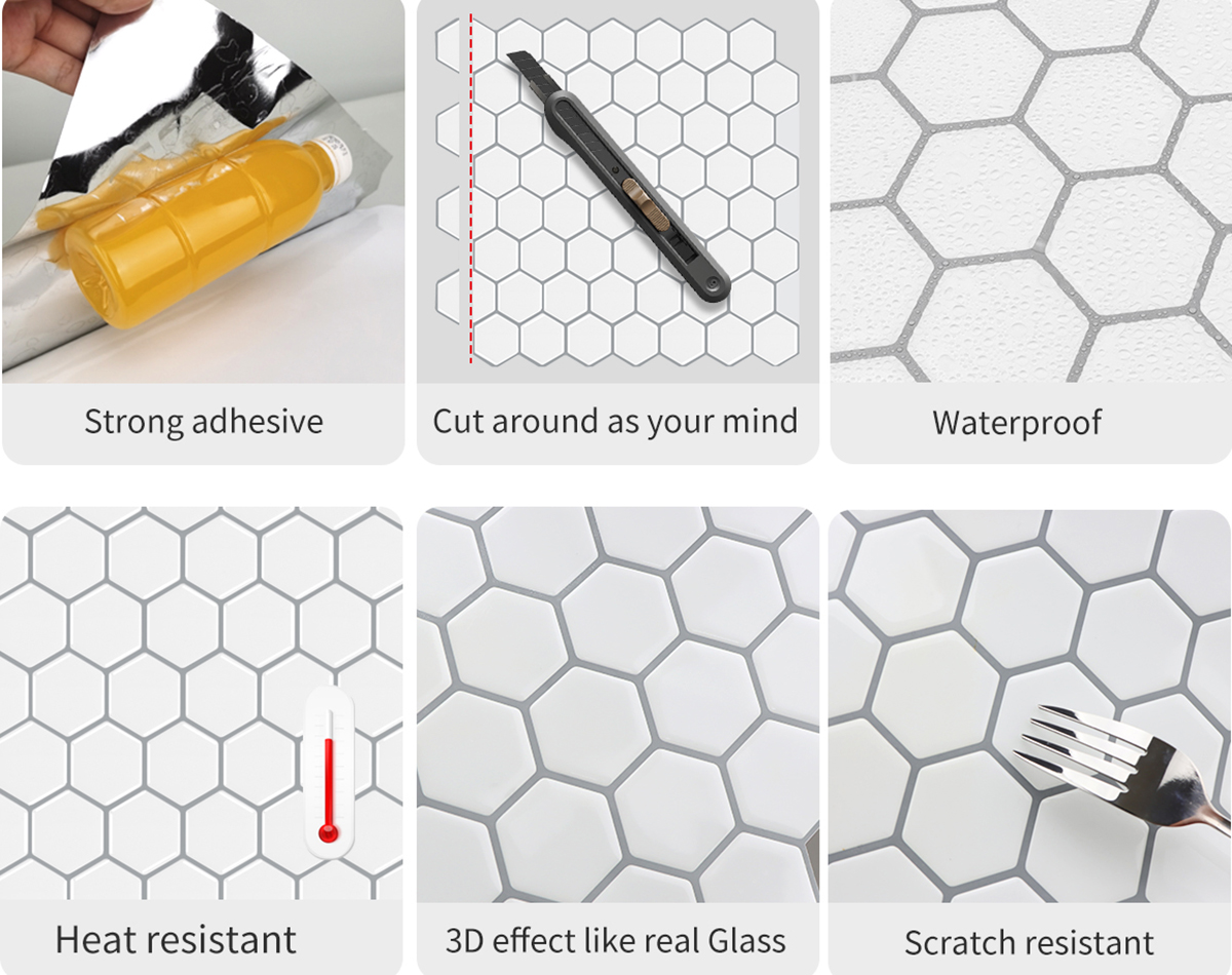 white vinyl hexagon peel and stick tiles has a lot of good features