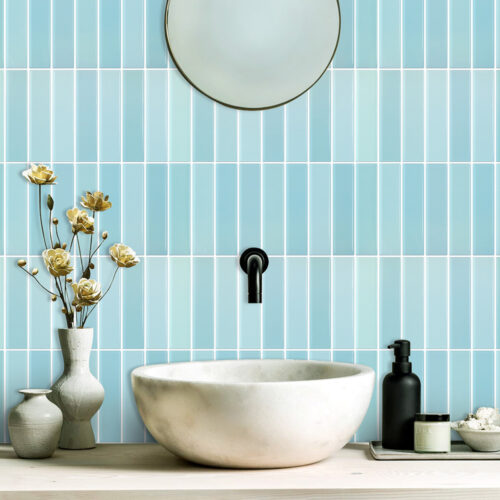 blue mosaic finger kitkat tiles for bathroom backsplash