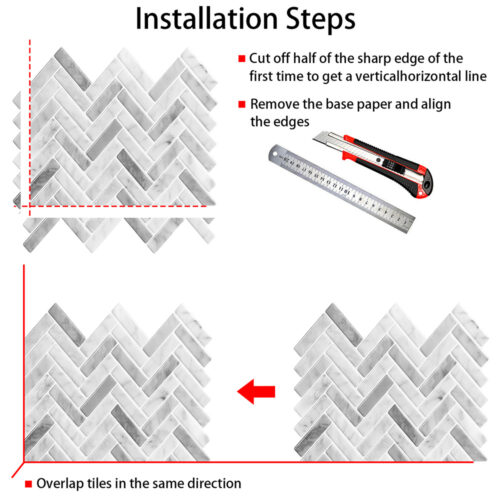 easy to install peel and stick marble herringbone vinyl tile